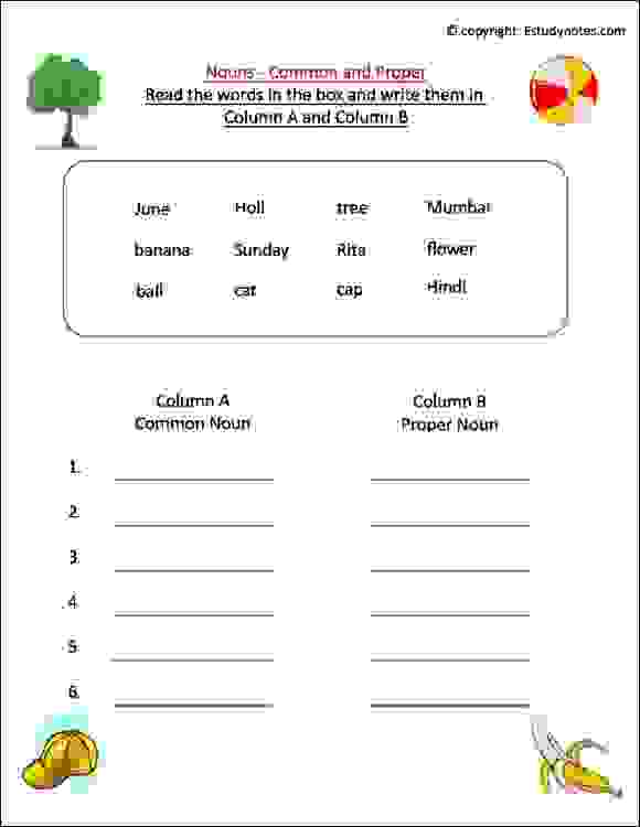 Grade 2 cbse worksheets english nouns and examples